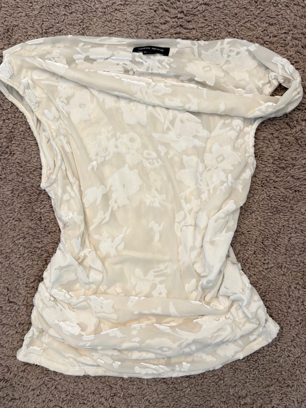 White Floral Burnout Tank Top by Urban Revivo